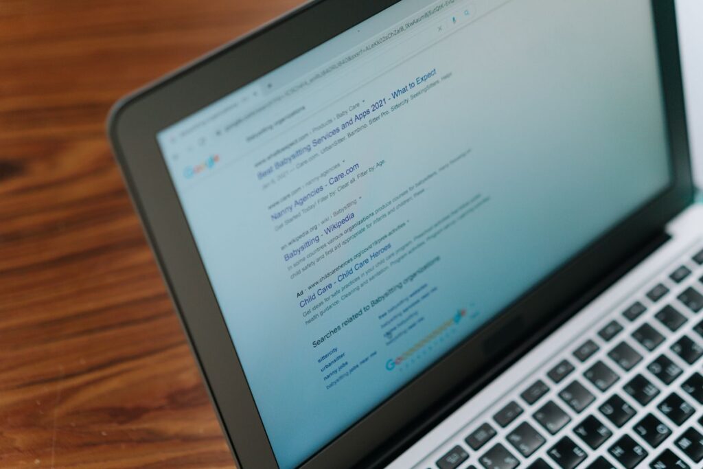 Laptop screen showing a web browser page